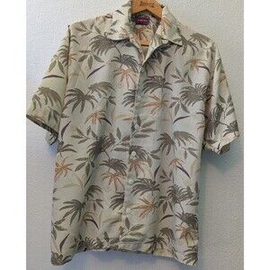 Bog River Men's Hawaiian Shirt Size M Medium Palm Trees Button Up (600m)